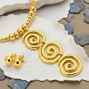 Statement‎ Spiral Necklace & Earrings Set | 18K Gold Plated Stainless Steel